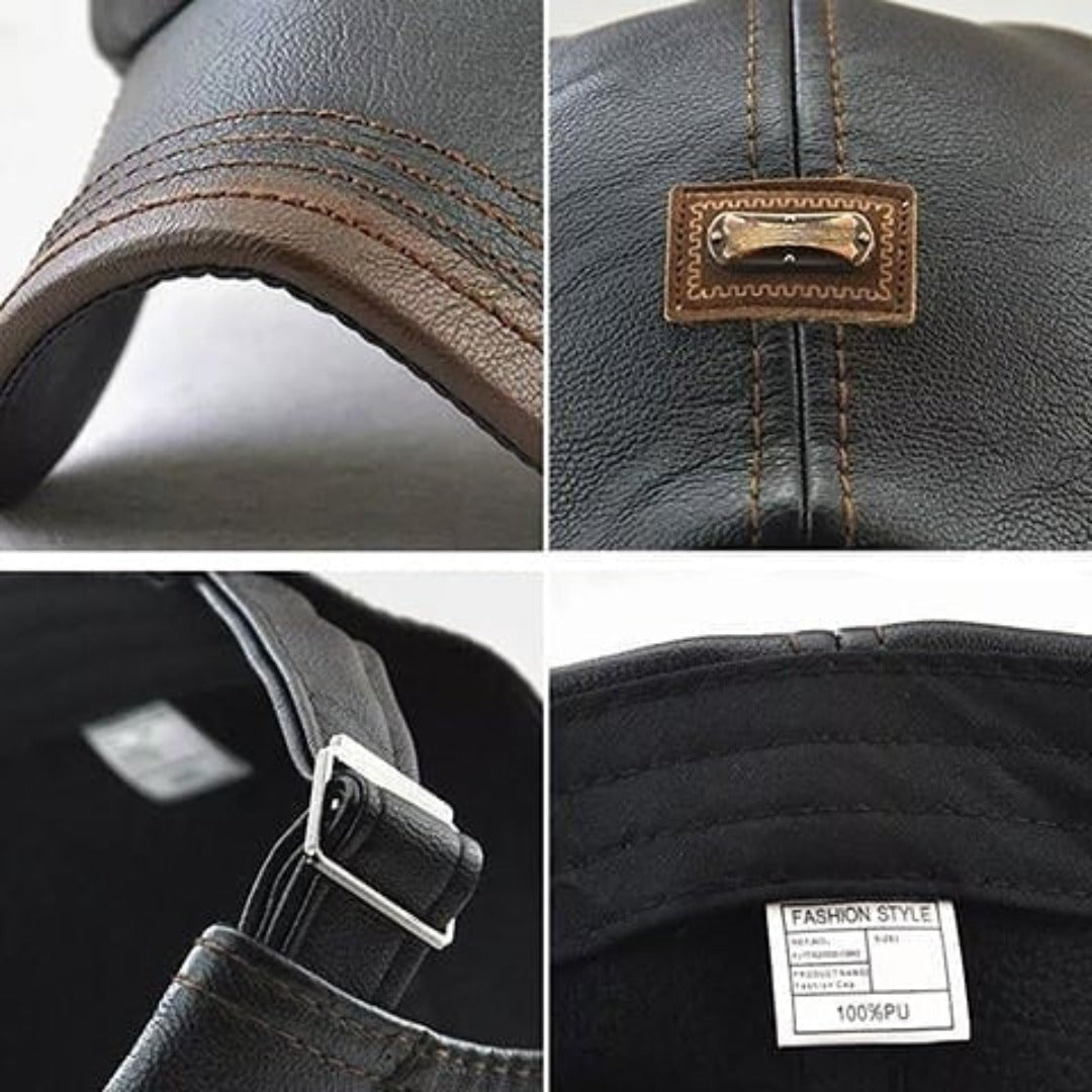 Retro Leather Flat Cap Mens Vintage Beret Hat Adjustable Classic Casual Fashion Cap