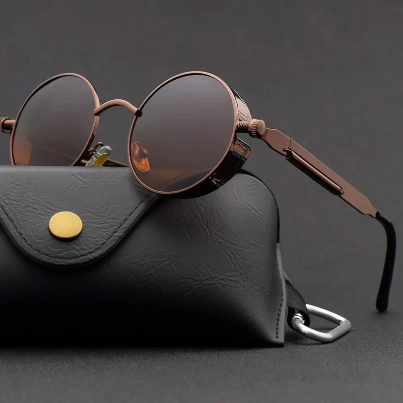 Retro Round Steampunk Sunglasses Polarized UV400 Vintage Unisex Eyewear