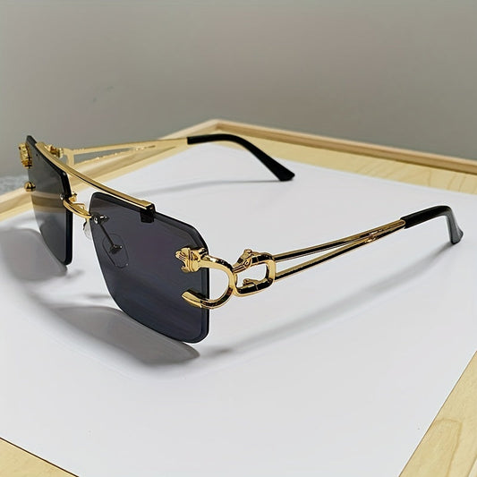 Rimless Square UV400 Sunglasses Luxury Metal Frame