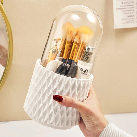 Rotating Cosmetic Organizer with Transparent Cover Compact 360° Make-Up Storage