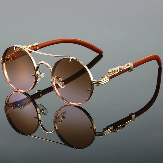 Round Leopard Sunglasses Vintage Retro UV400 Fashion Eyewear