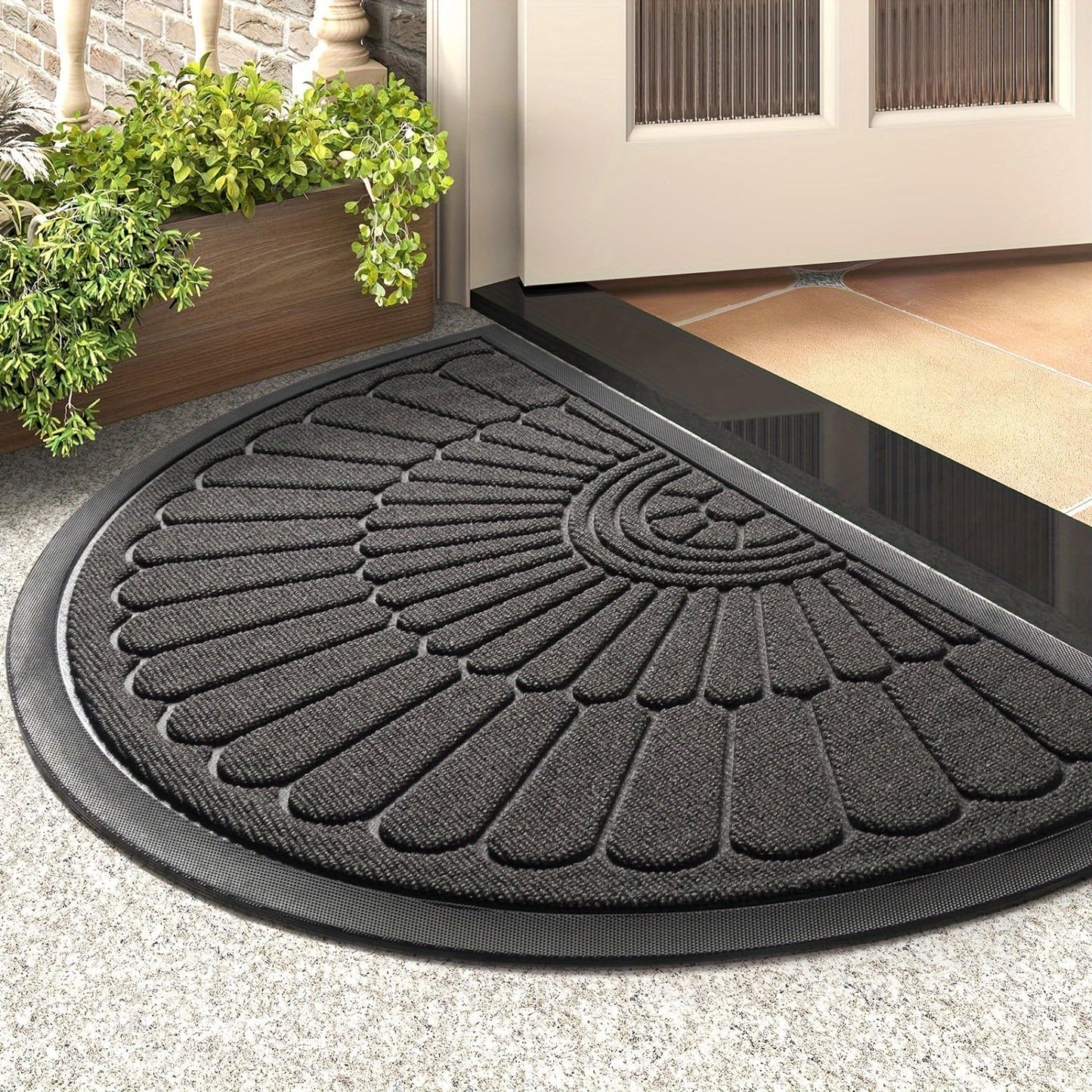 Rubber Door Mat Half Round Non Slip Indoor Outdoor Entrance Mat