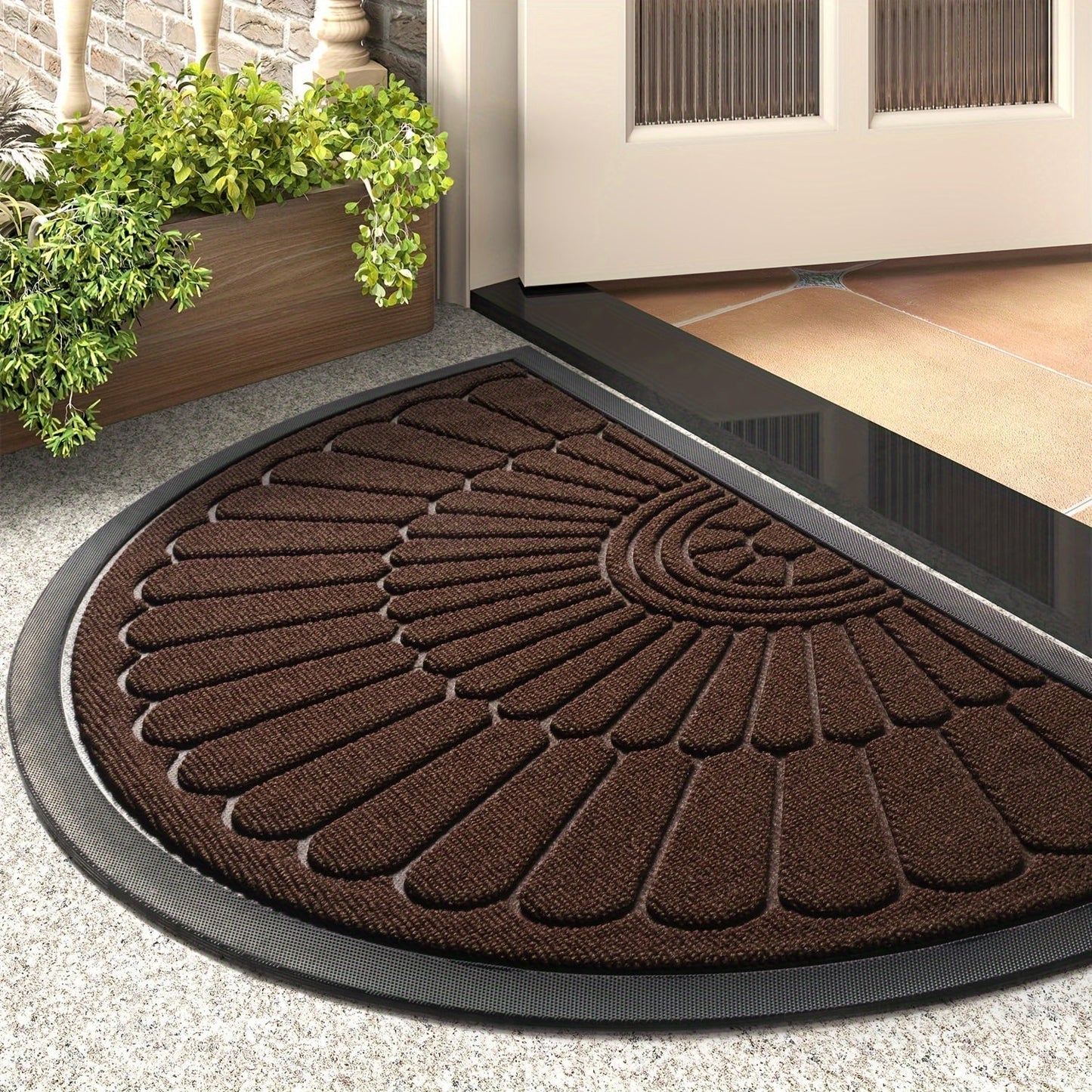 Rubber Door Mat Half Round Non Slip Indoor Outdoor Entrance Mat