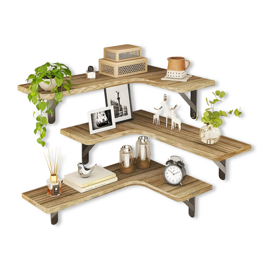 Rustic Corner Wall Shelf Set Decorative Floating Display Shelves