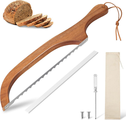 Serrated Bread Knife Stainless Steel Wooden Handle Cutter
