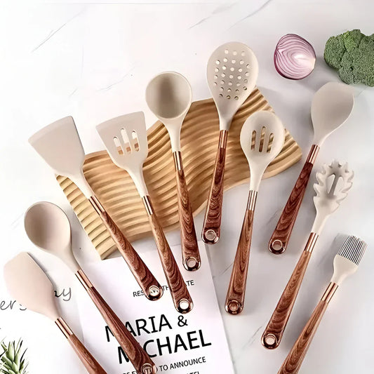 Silicone Kitchen Utensil Set Heat Resistant Non Stick Cooking Tools Collection