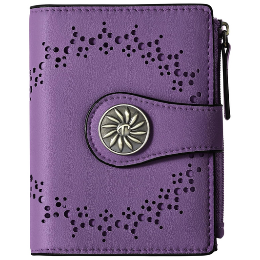 Slim Bifold RFID Women's Wallet with Zipper Pocket Stylish Leather Compact Design