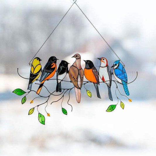 Stained Glass Bird Window Suncatcher Acrylic Hanging Decor