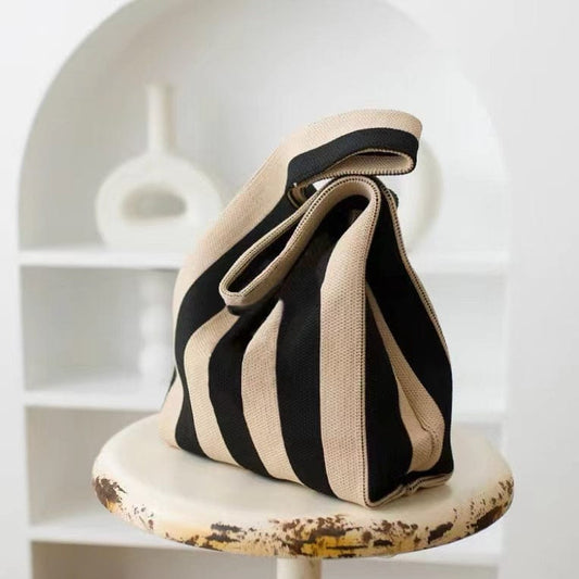 Striped Woven Tote Bag Lightweight Handmade Everyday Shopper Bag