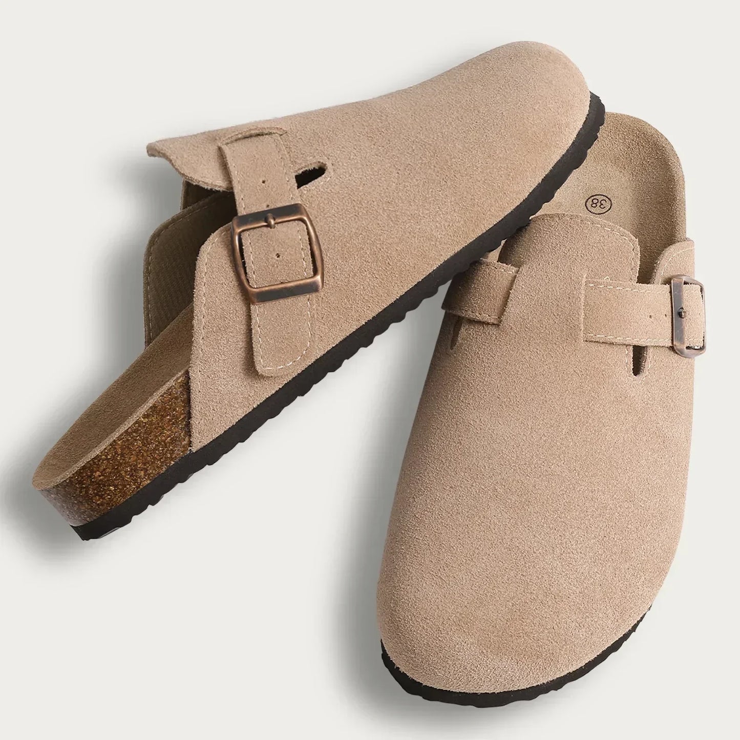 Suede Comfort Sandals Ergonomic Cork Sole Slip On Summer
