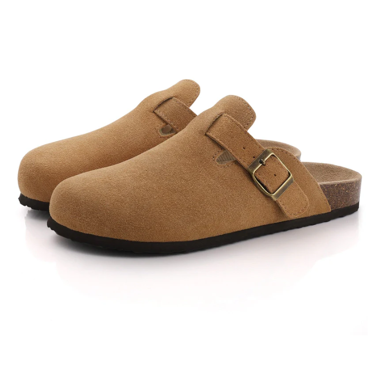Suede Comfort Sandals Ergonomic Cork Sole Slip On Summer