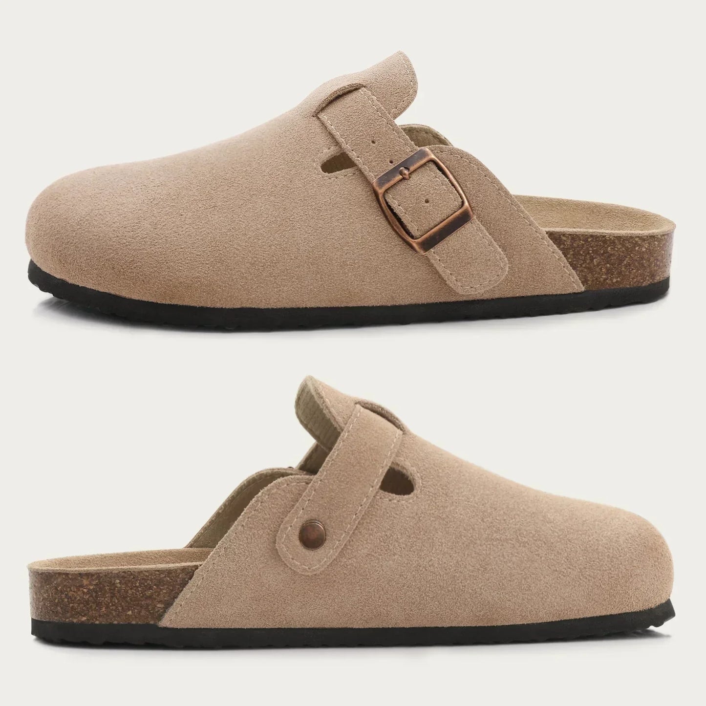 Suede Comfort Sandals Ergonomic Cork Sole Slip On Summer