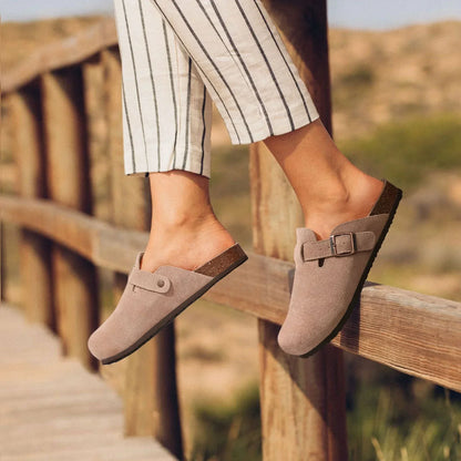 Suede Comfort Sandals Ergonomic Cork Sole Slip On Summer
