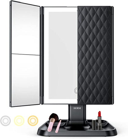 Trifold LED Makeup Mirror Adjustable Light Vanity Table Mirror