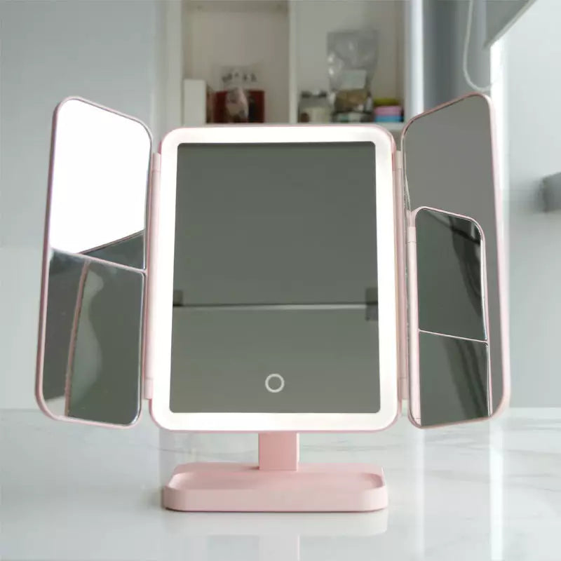 Trifold LED Makeup Mirror Adjustable Light Vanity Table Mirror