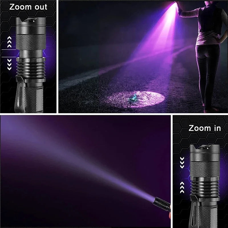UV Inspection Flashlight Pet Stain Detector Portable Blacklight Urine Detection Torch