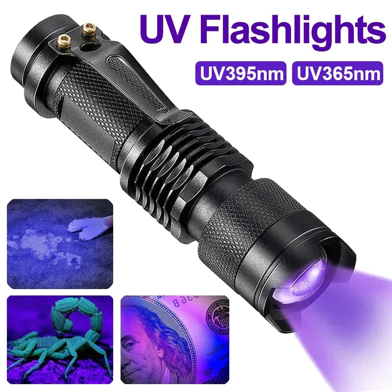 UV Inspection Flashlight Pet Stain Detector Portable Blacklight Urine Detection Torch