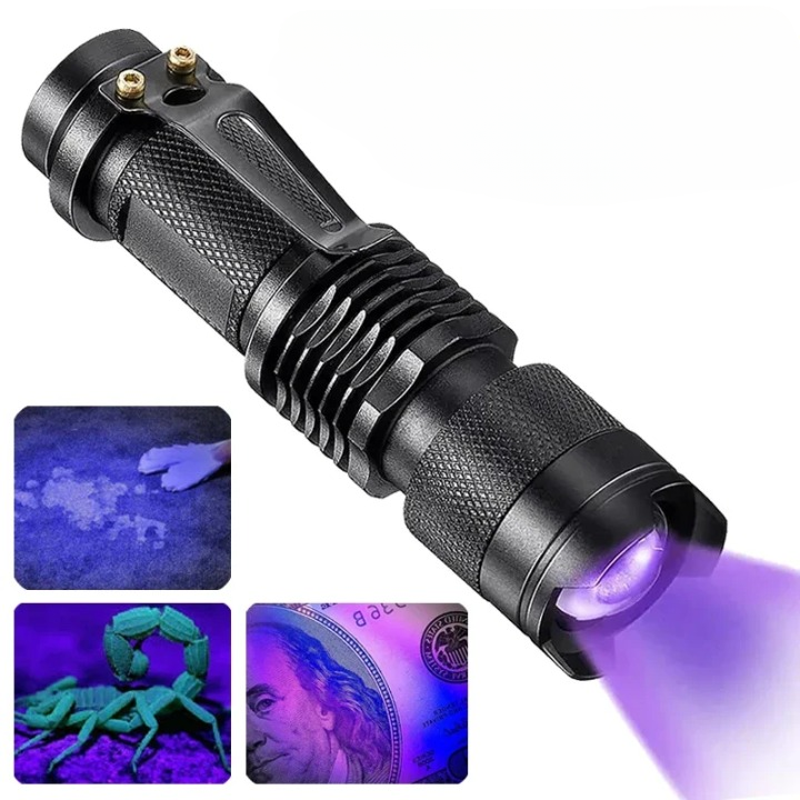 UV Inspection Flashlight Pet Stain Detector Portable Blacklight Urine Detection Torch
