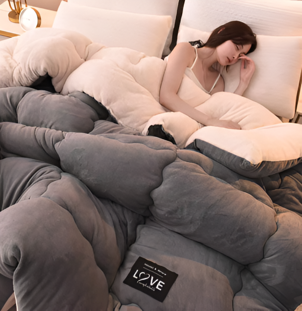 Ultra Soft Winter Quilt Cover Thick Plush Bedding Warm Flannel Blanket