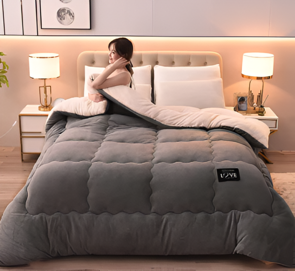 Ultra Soft Winter Quilt Cover Thick Plush Bedding Warm Flannel Blanket