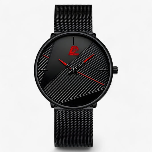 Ultra-Thin Minimalist Quartz Watch with Mesh Strap