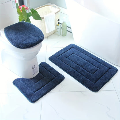 Ultrafine Fiber Bathroom Mat Set 3 Piece Soft Absorbent Non Slip Rugs