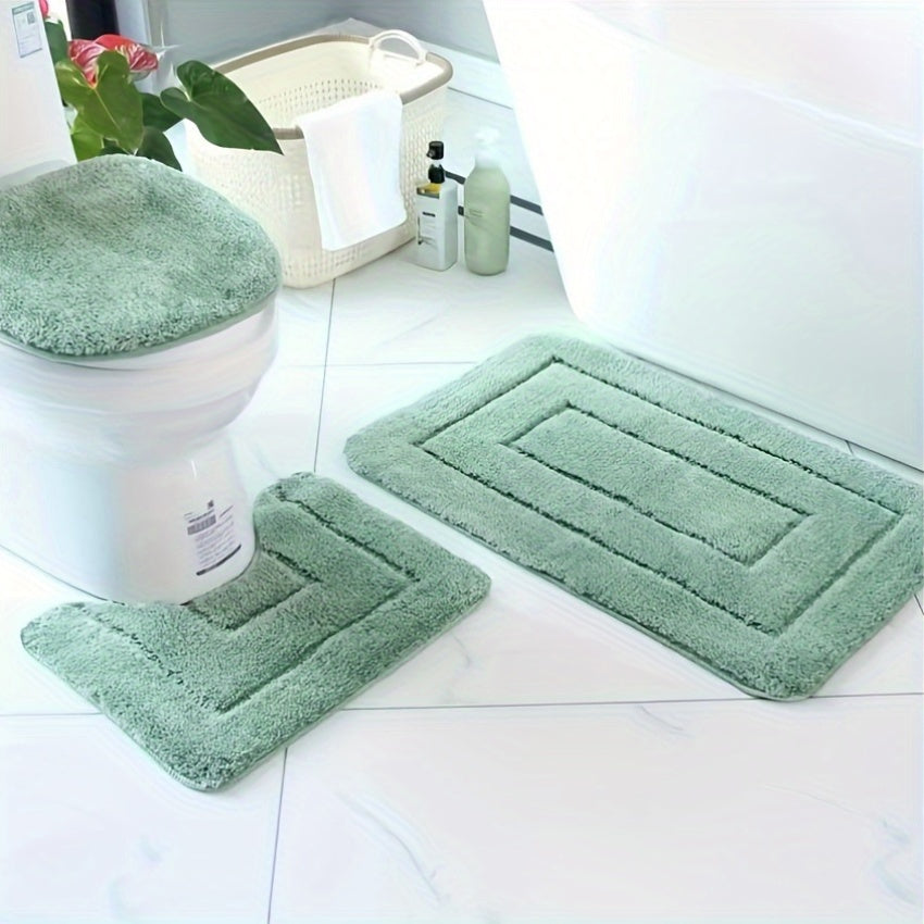 Ultrafine Fiber Bathroom Mat Set 3 Piece Soft Absorbent Non Slip Rugs