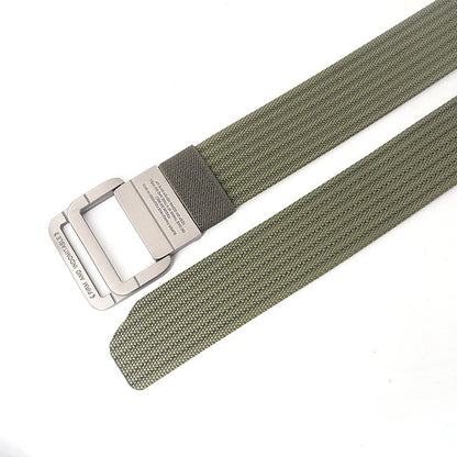 Unisex Canvas Belt Double Ring Buckle Adjustable Waist Strap