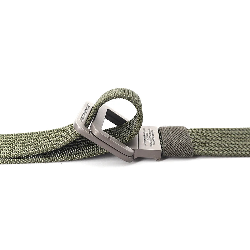 Unisex Canvas Belt Double Ring Buckle Adjustable Waist Strap