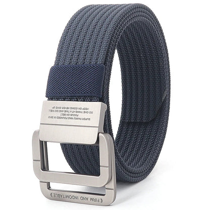 Unisex Canvas Belt Double Ring Buckle Adjustable Waist Strap