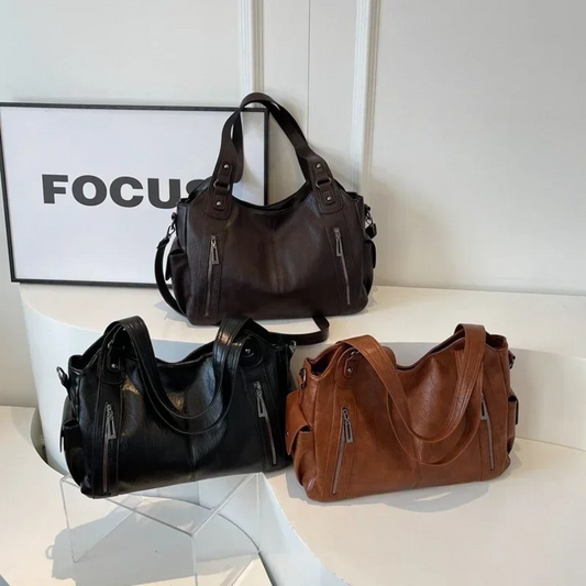 Vegan Leather Shoulder Bag Large Womens Everyday Handbag