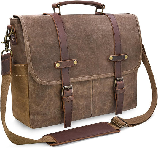 Vintage Canvas Messenger Bag Waterproof Laptop Shoulder Briefcase