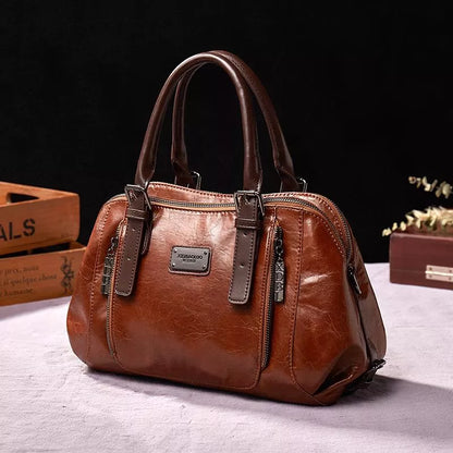 Vintage Leather Shoulder Handbag Large Capacity Tote
