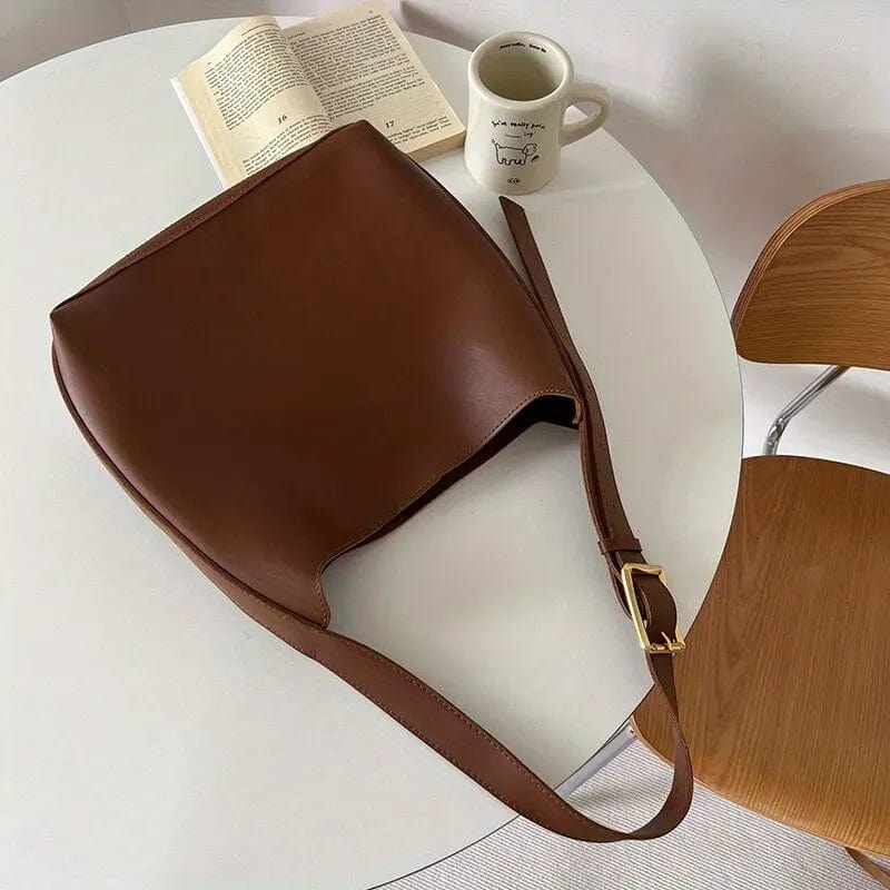 Vintage Leather Shoulder Tote Bag Large Capacity Handbag