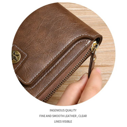 Vintage Leather Wallet RFID Card Holder Compact Bifold Coin Purse Clutch Organizer