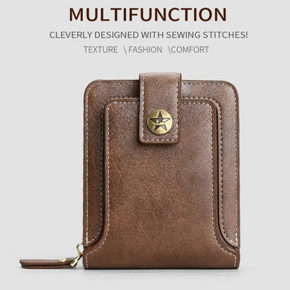 Vintage Leather Wallet RFID Card Holder Compact Bifold Coin Purse Clutch Organizer