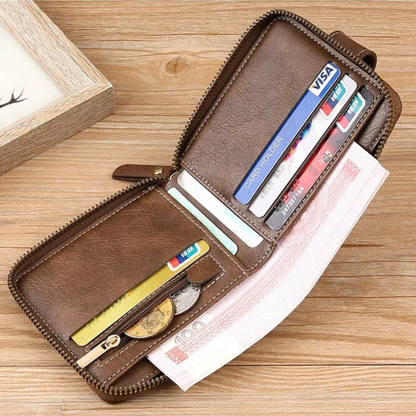 Vintage Leather Wallet RFID Card Holder Compact Bifold Coin Purse Clutch Organizer