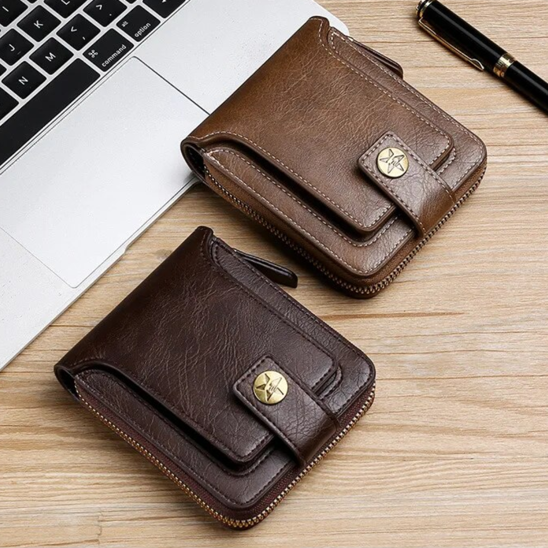 Vintage Leather Wallet RFID Card Holder Compact Bifold Coin Purse Clutch Organizer