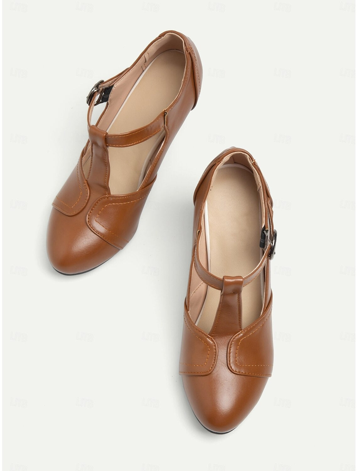 Vintage T Strap Block Heel Pumps Retro Mary Jane Shoes