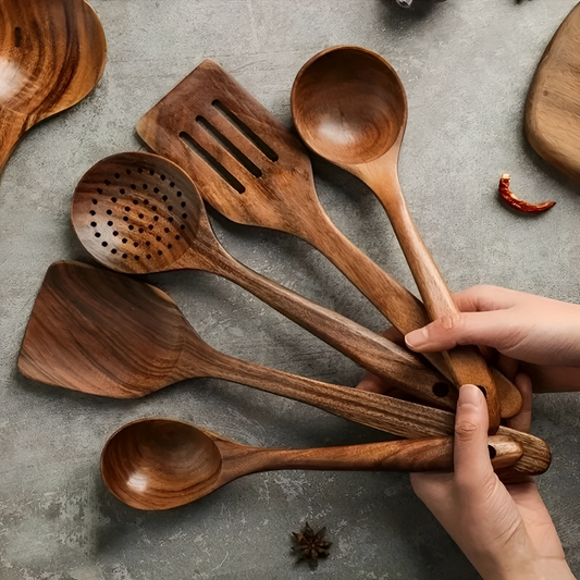 Walnut Wood Kitchen Utensil Set Cooking Spoon Spatula Collection