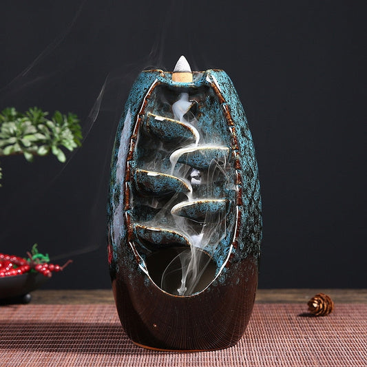 Waterfall Incense Burner Decorative Holder for Relaxing Aromatherapy