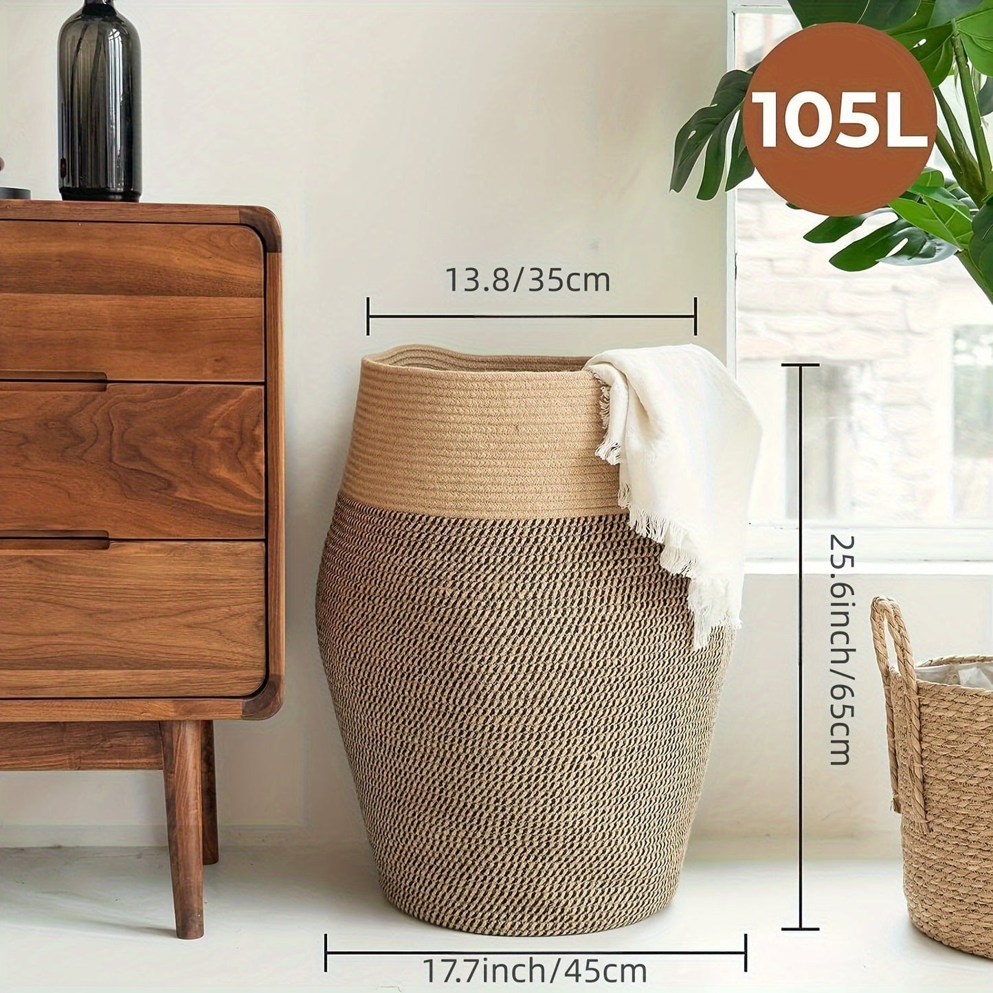 Wicker Laundry Basket Large Storage Hamper Woven Laundry Bin