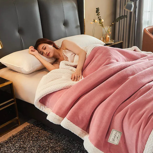 Winter Fleece Blanket Soft Warm Throw Cozy Sofa Bed Blanket