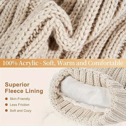 Winter Hat Scarf Gloves Set Touchscreen Knitted Cold Weather Set