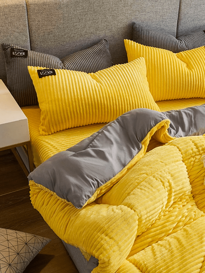 Winter Velvet Bedding Set Plush Coral Fleece Duvet Cover Set
