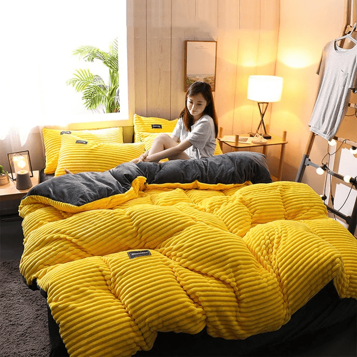 Winter Velvet Bedding Set Plush Coral Fleece Duvet Cover Set