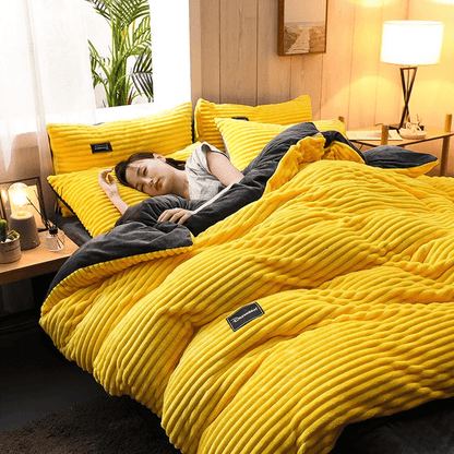 Winter Velvet Bedding Set Plush Coral Fleece Duvet Cover Set