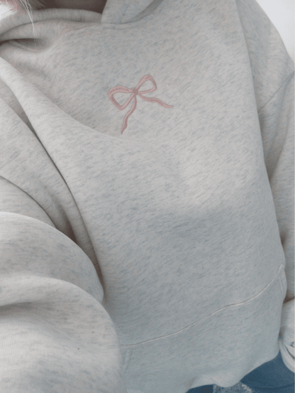 Womens Bow Hoodie Casual Oversized Pullover Soft Warm Sweatshirt Pink