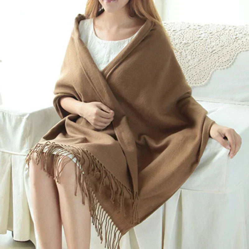 Womens Cashmere Scarf Winter Warm Soft Plaid Shawl Wrap