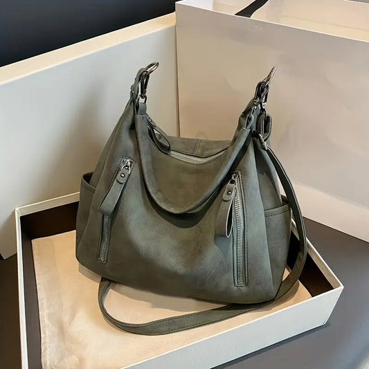 Womens Retro Hobo Shoulder Bag Large Capacity Leather Handbag
